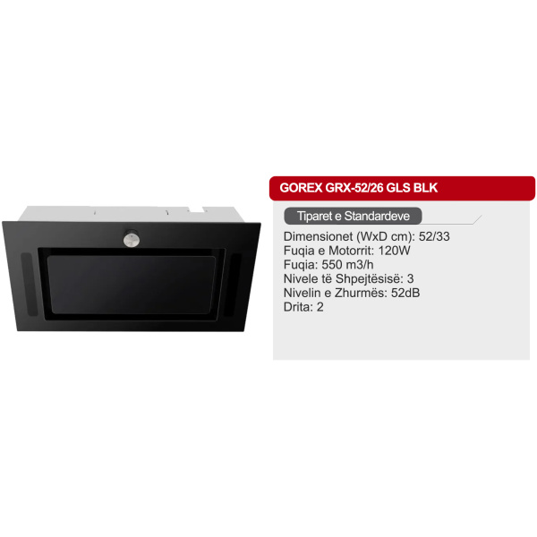 Aspiratore Gorex GRX5226 GLS BLK Full Inkaso 52 CM