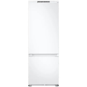 Pamje ballore e frigoriferit të kombinuar inkaso Samsung BRB38G705EWW me ngjyrë të bardhë, gjerësi 70cm dhe kapacitet 389 Litra. Teknologji Total No Frost, i disponueshëm në Leon Electronics.